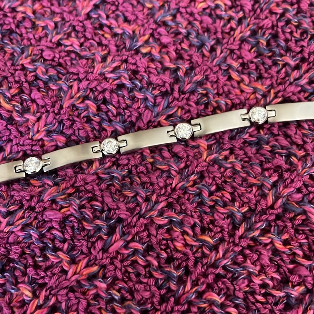 Vintage 1990s Speidel Diamonique Stainless Steel Bracelet - Picture 13 of 13